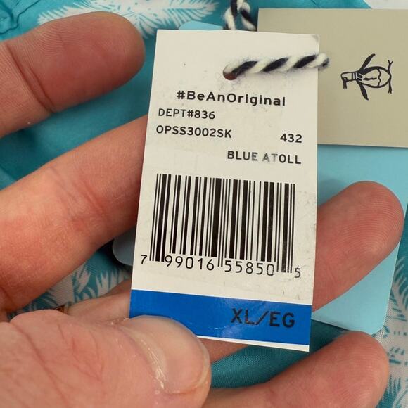NWT Original Penguin Lined Swim Trunk Short Blue Atoll Palm Tree Size X-LARGE - Picture 7 of 12